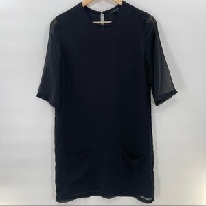 Olivaceous Black Sheer Over Lining Elbow Length Sleeve Dress Size Medium